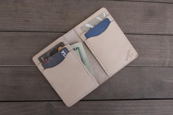 Vertical 6 Pocket | Natural Leather Wallet
